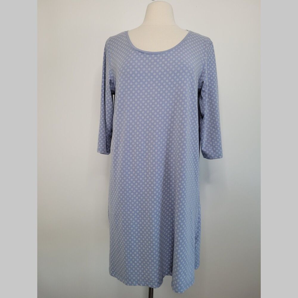 BODY BY TCHIBO Light Blue Nightgown Size M Cotton Stretch Lightweight 3/4 Sleeve
